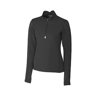 A solid black custom 1/4 zip pullover.