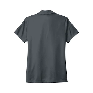 The back of a women's Nike polo shirt in dark gray.