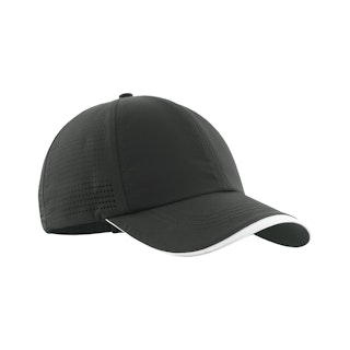 A black custom Nike cap with white trim on the bill.