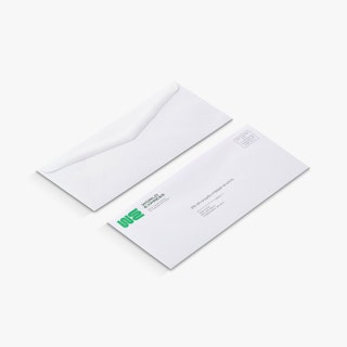 Two custom business envelopes printed with the World Express name and logo in the top left corner.