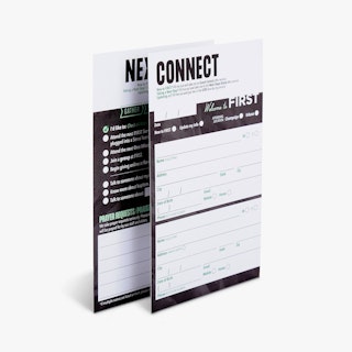 Two church connection cards overlapping each other and printed with blank fields for a person's contact info.