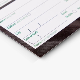 The bottom corner of a church connection card printed with empty fields for contact information.