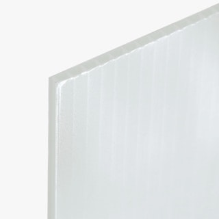 The corner of a fluted corrugated plastic sign.