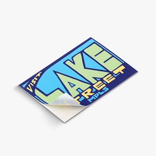 A square custom decal with the bottom left corner peeling away from the backing.