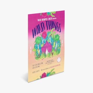 A custom flyer printed with graphics and details for a circus performance.