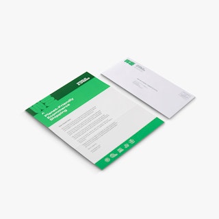 A custom letter mailer printed with World Express information next to a matching envelope.