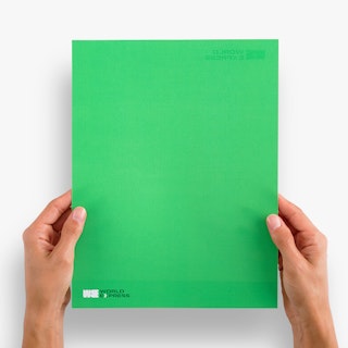 Two hands holding a business letterhead printed with a green background and World Express at the bottom.