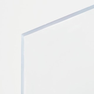 The corner of a clear acrylic sign with nothing printed on it.