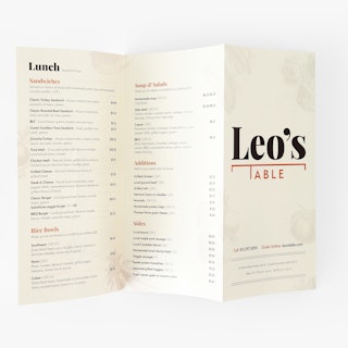 Restaurant Brochure Menu