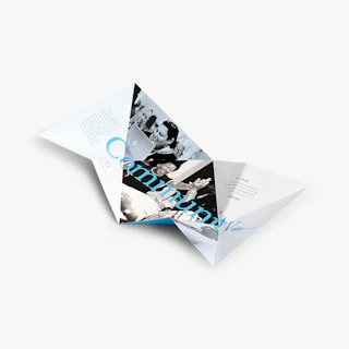 An unfolded custom direct mail piece in the shape of a tulip.