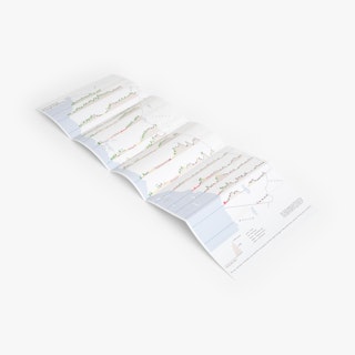 A wrapped stepped double parallel marketing mailer laying flat unfolded.